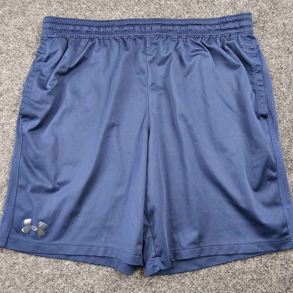 Under Armour HeatGear Shorts Men's XL Blue Athletic Training Gym Drawstring